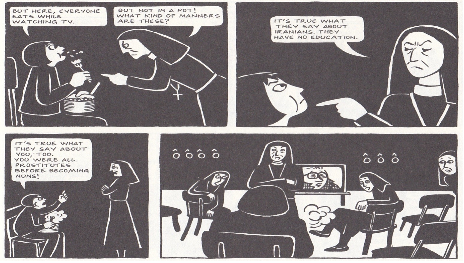 Figure 5. Satrapi, The Complete Persepolis, 177. Graphic Novel Excerpt from PERSEPOLIS 2: THE STORY OF A RETURN by Marjane Satrapi, translated by Anjali Singh, translation copyright © 2004 by Anjali Singh. Used by permission of Pantheon Books, an imprint of the Knopf Doubleday Publishing Group, a division of Penguin Random House LLC. All rights reserved. 